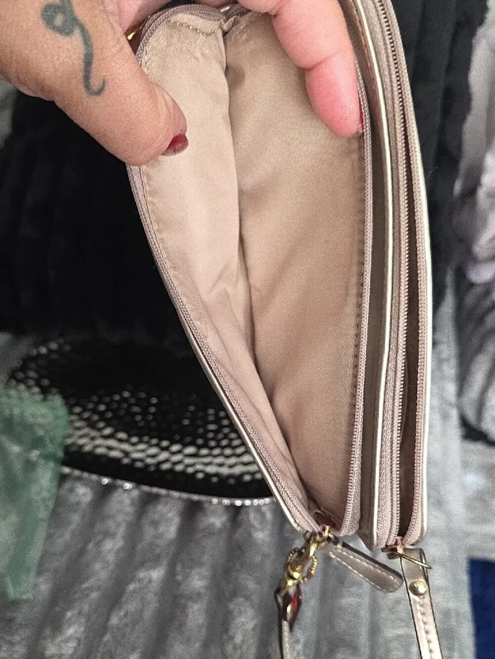 COACH Pink Signature Wristlet Clutch with Metallic Trim